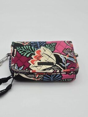 Vera Bradley Kauai Floral RFID Wristlet Wallet Black Multicolor